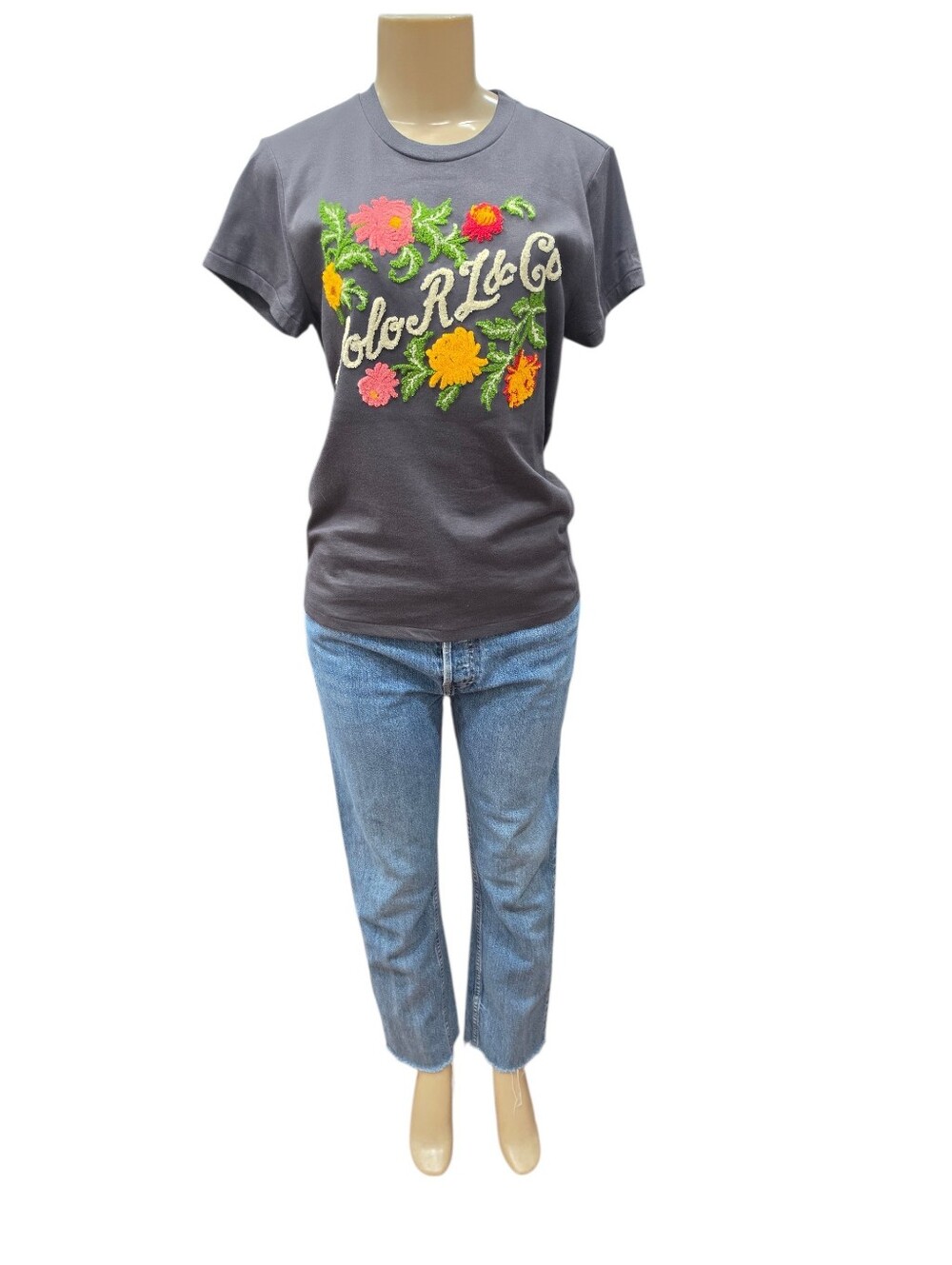 Polo Ralph Lauren Floral Embroidery Graphic Tee Shirt Womens Size S NWT